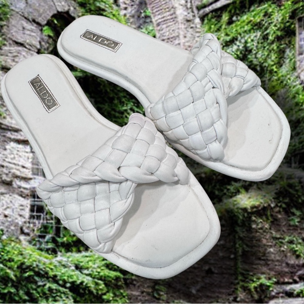 ALDO Women's White Braided Slide Sandals